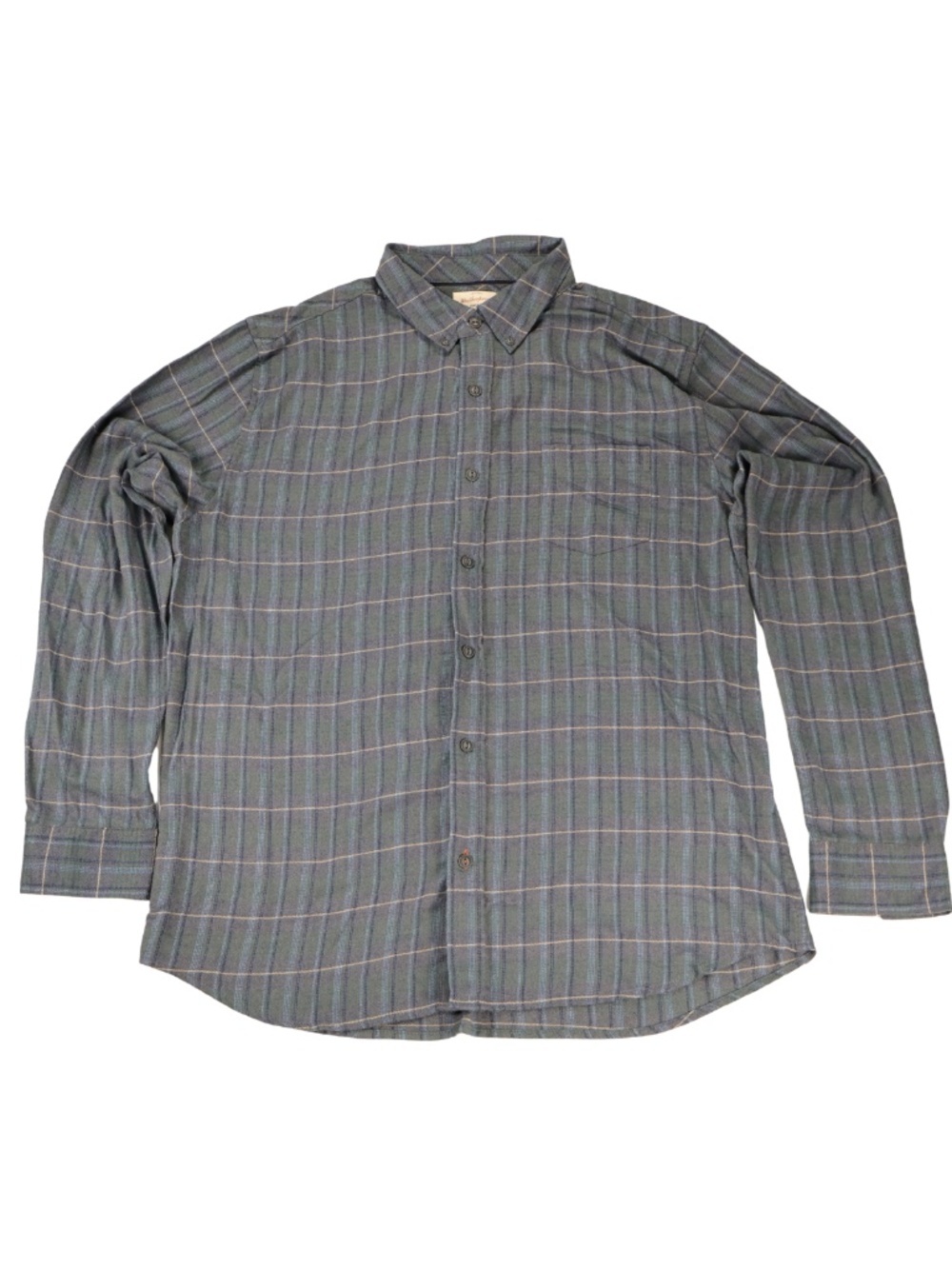 Weatherproof Vintage Luxe Flannel Button Down Shirt Gray Blue Plaid XL